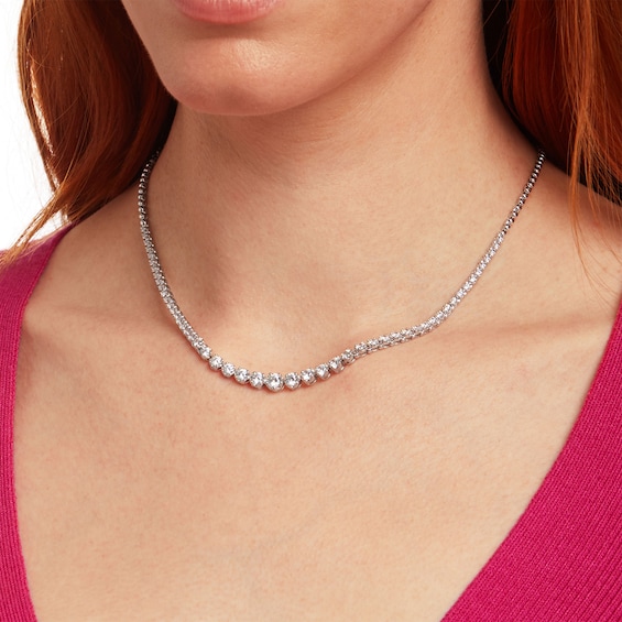 4 CT. T.w. Certified Lab-Grown Diamond Graduated Riviera Necklace in 10K White Gold (F/Si2) â 17"