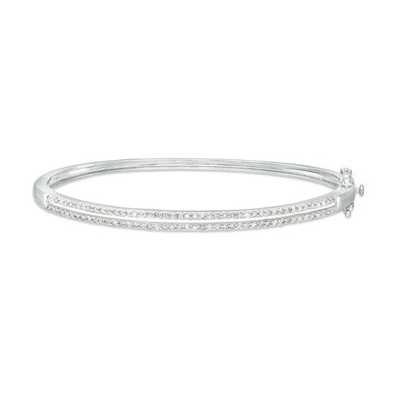 1 CT. T.w. Diamond Double Row Bangle in 10K White Gold
