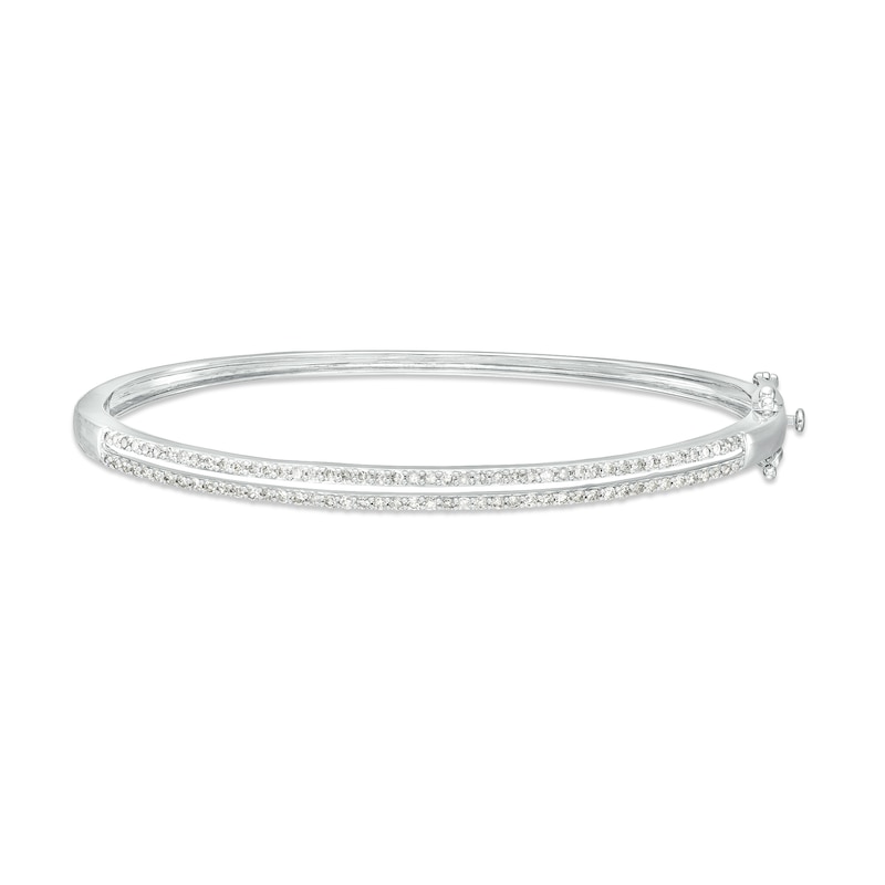 Main Image 1 of 1 CT. T.W. Diamond Double Row Bangle in 10K White Gold