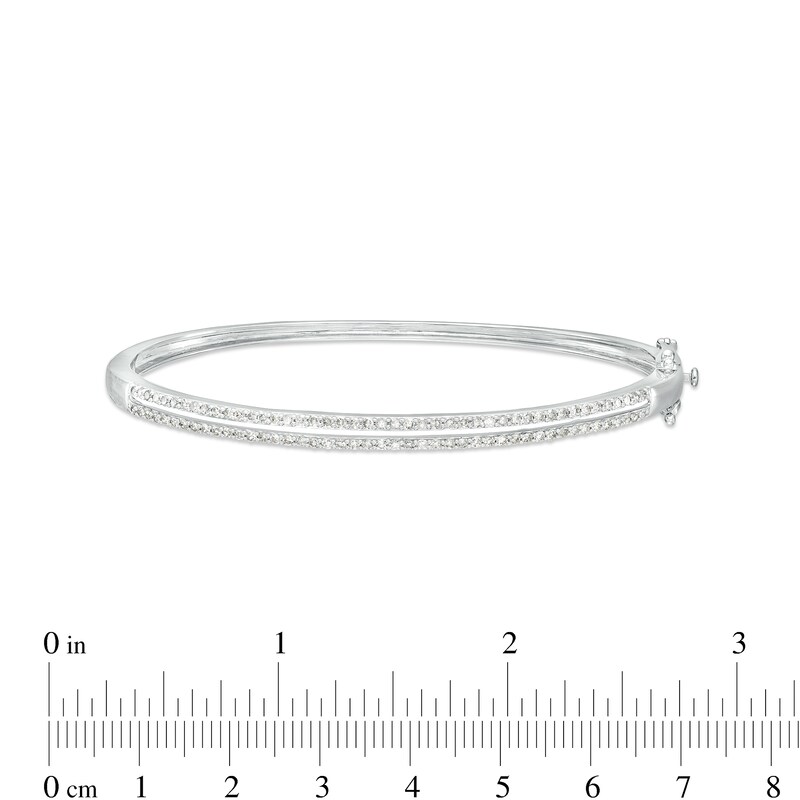 Main Image 3 of 1 CT. T.W. Diamond Double Row Bangle in 10K White Gold