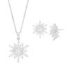 Thumbnail Image 1 of Multi-Shape White Lab-Created Sapphire Cluster Snowflake Pendant and Stud Earrings Set in Sterling Silver