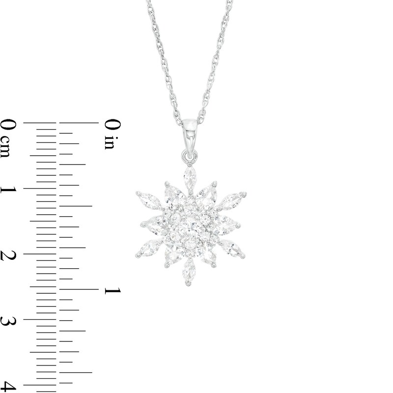 Main Image 3 of Multi-Shape White Lab-Created Sapphire Cluster Snowflake Pendant and Stud Earrings Set in Sterling Silver