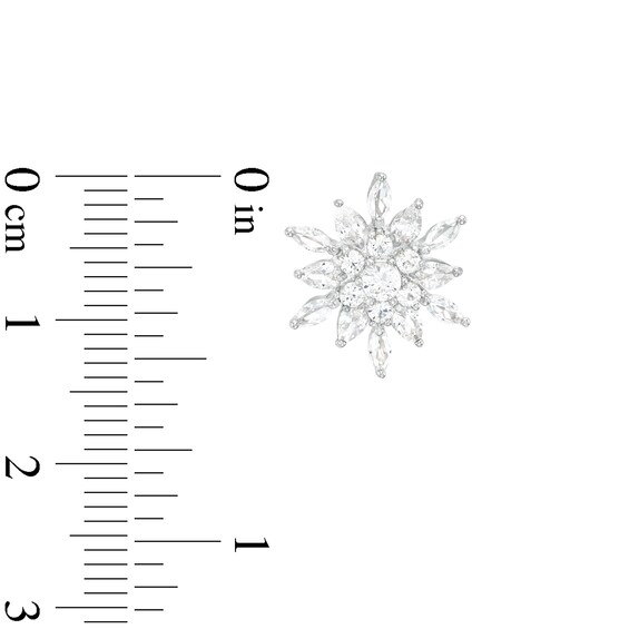 Multi-Shape White Lab-Created Sapphire Cluster Snowflake Pendant and Stud Earrings Set in Sterling Silver