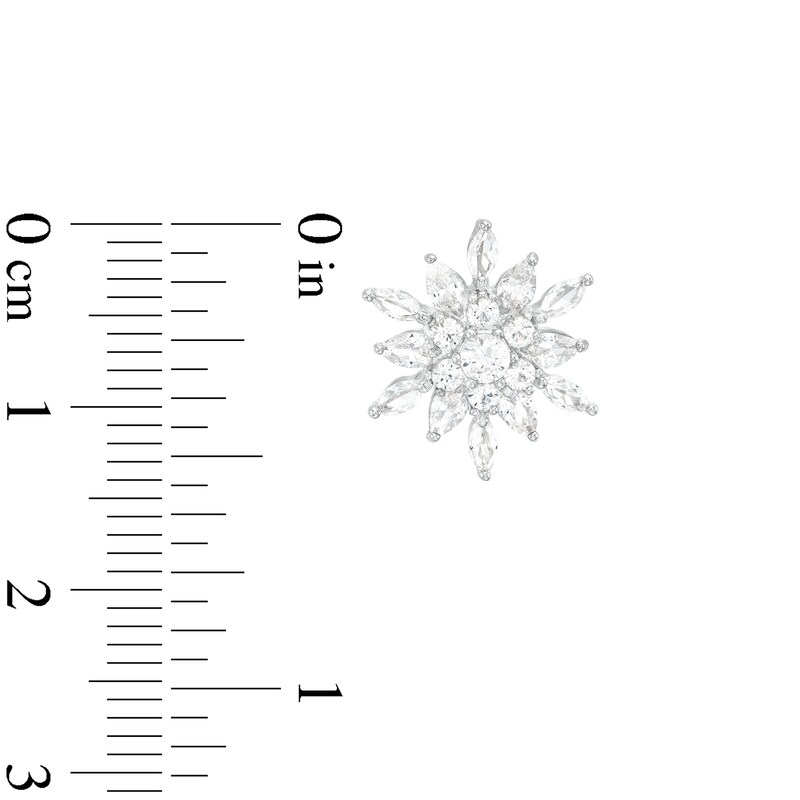 Main Image 4 of Multi-Shape White Lab-Created Sapphire Cluster Snowflake Pendant and Stud Earrings Set in Sterling Silver