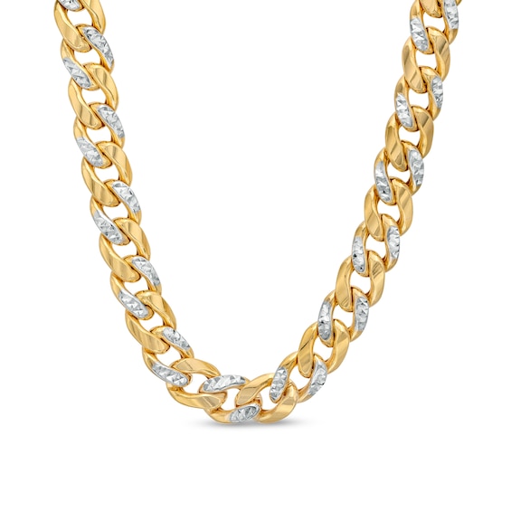 Oro Diamante⢠Diamond-Cut 8.2mm Cuban Curb Chain Necklace in Hollow 14K Two-Tone Gold â 20"
