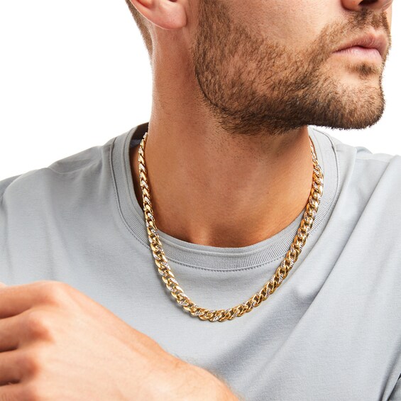 Oro Diamanteâ¢ Diamond-Cut 8.2mm Cuban Curb Chain Necklace in Hollow 14K Two-Tone Gold â 20"