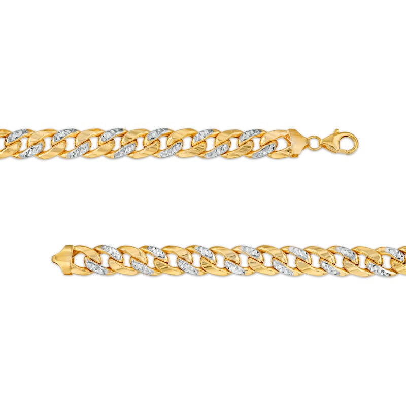 Main Image 3 of Oro Diamante™ Diamond-Cut 8.2mm Cuban Curb Chain Necklace in Hollow 14K Two-Tone Gold – 20"