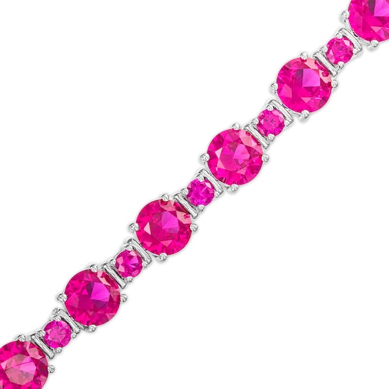 Lab-Created Ruby Large and Small Alternating Bracelet in Sterling Silver – 7.5"