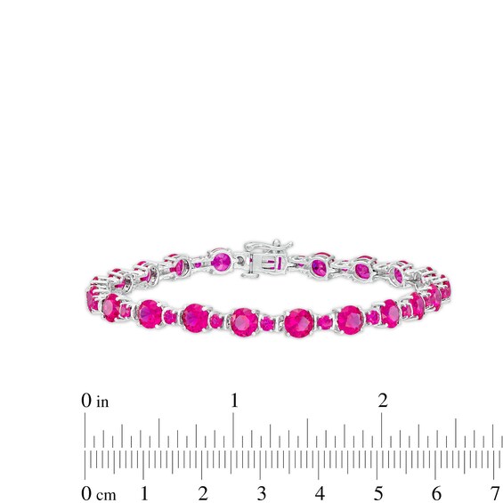 Lab-Created Ruby Large and Small Alternating Bracelet in Sterling Silver â 7.5"