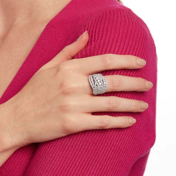 3 CT. T.w. Certified Lab-Grown Diamond Multi-Row Ring in 10K White Gold (F/Si2)