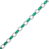 Thumbnail Image 0 of Marquise Lab-Created Emerald Open Link Bracelet in Sterling Silver - 7.25"