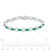 Thumbnail Image 3 of Marquise Lab-Created Emerald Open Link Bracelet in Sterling Silver - 7.25"