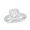 Thumbnail Image 1 of Celebration Ideal 1-5/8 CT. T.W. Certified Diamond Cushion-Shaped Frame Engagement Ring in 14K White Gold (I/I1)