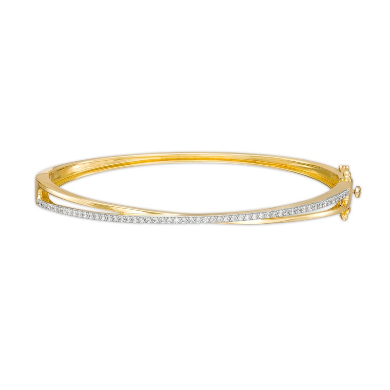Main Image 1 of 1/2 CT. T.W. Diamond Crossover Bangle in 10K Gold