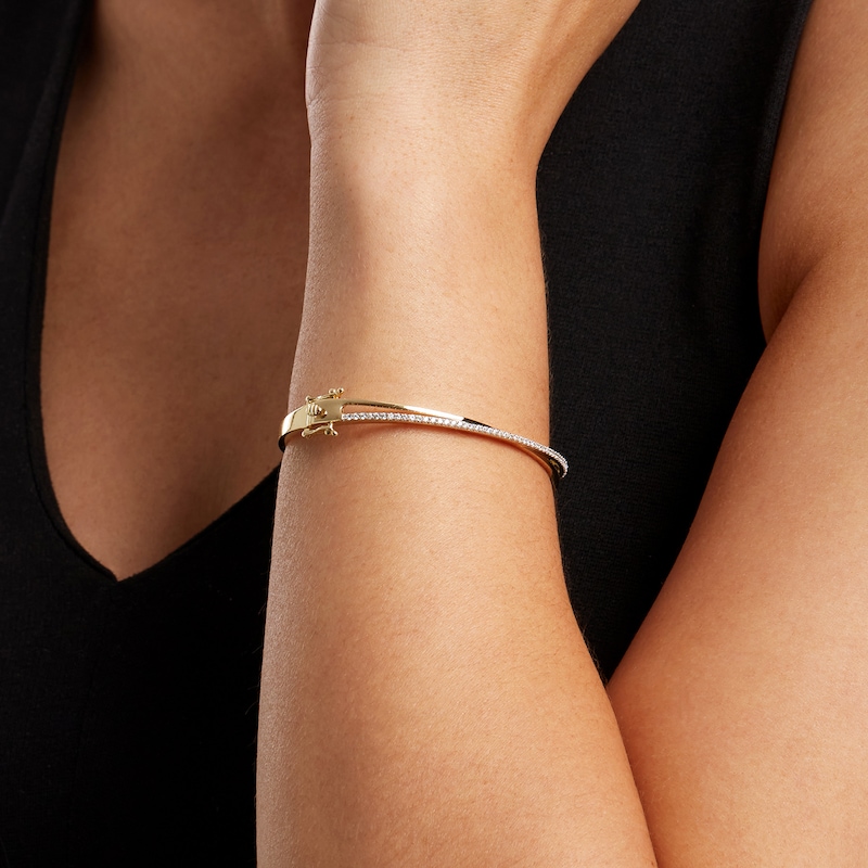 Main Image 2 of 1/2 CT. T.W. Diamond Crossover Bangle in 10K Gold