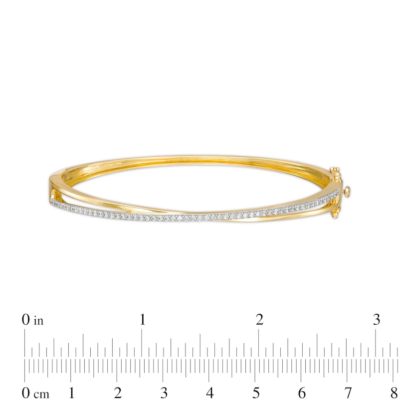 Main Image 3 of 1/2 CT. T.W. Diamond Crossover Bangle in 10K Gold