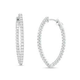 3 CT. T.W. Certified Lab-Created Diamond Pointed Hoop Earrings in 10K White Gold (F/SI2)