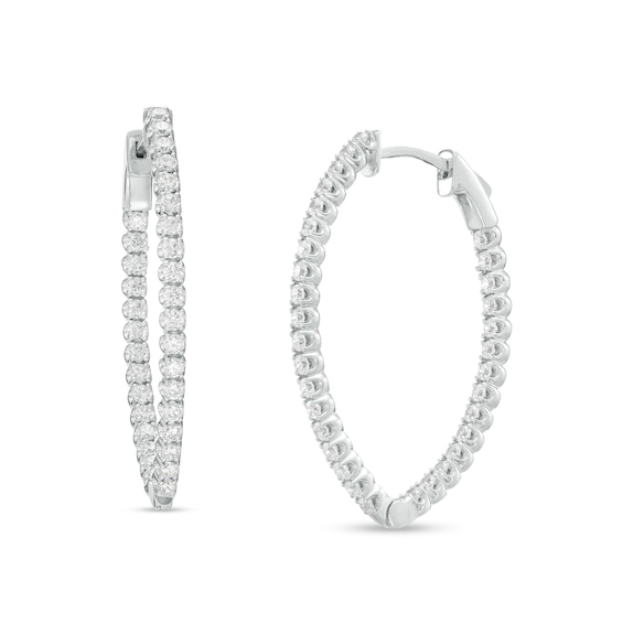3 CT. T.w. Certified Lab-Grown Diamond Pointed Hoop Earrings in 10K White Gold (F/Si2)