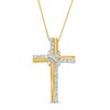 Thumbnail Image 1 of 1 CT. T.W. Diamond Infinity Loop Double Row Cross Pendant in 10K Gold