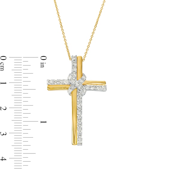 1 CT. T.w. Diamond Infinity Loop Double Row Cross Pendant in 10K Gold