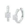 Thumbnail Image 1 of 1/2 CT. T.W. Princess-Shaped Multi-Diamond Hoop Earrings in 10K White Gold