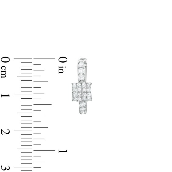 1/2 CT. T.w. Princess-Shaped Multi-Diamond Hoop Earrings in 10K White Gold