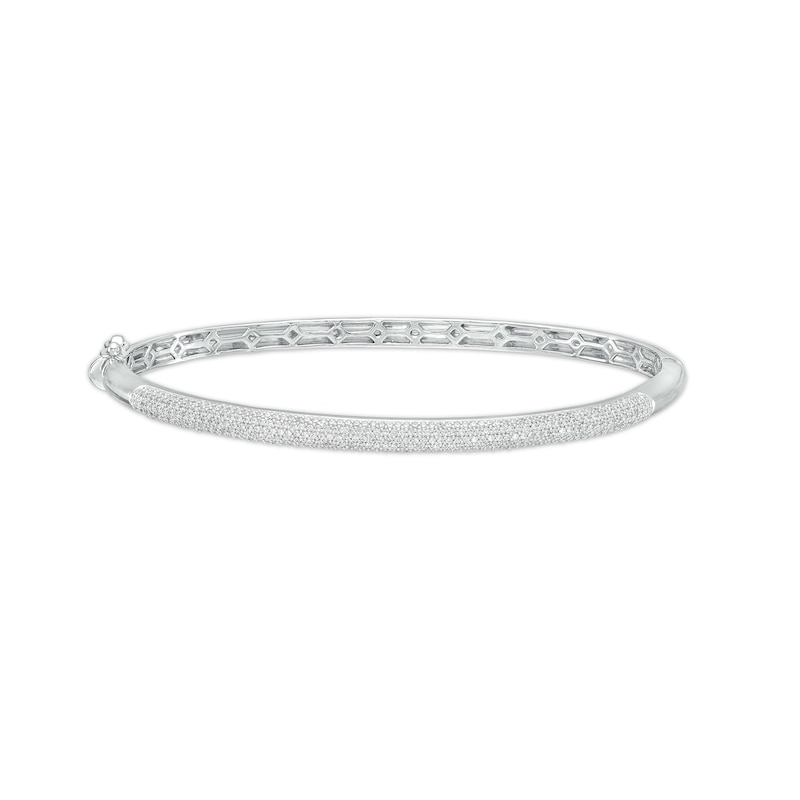 Main Image 1 of 1 CT. T.W. Diamond Dome Multi-Row Bangle in Sterling Silver