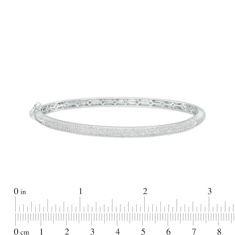 Main Image 3 of 1 CT. T.W. Diamond Dome Multi-Row Bangle in Sterling Silver