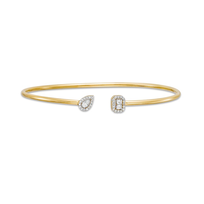 Main Image 1 of 1/5 CT. T.W. Multi-Diamond Frame Geometric Bangle in 10K Gold