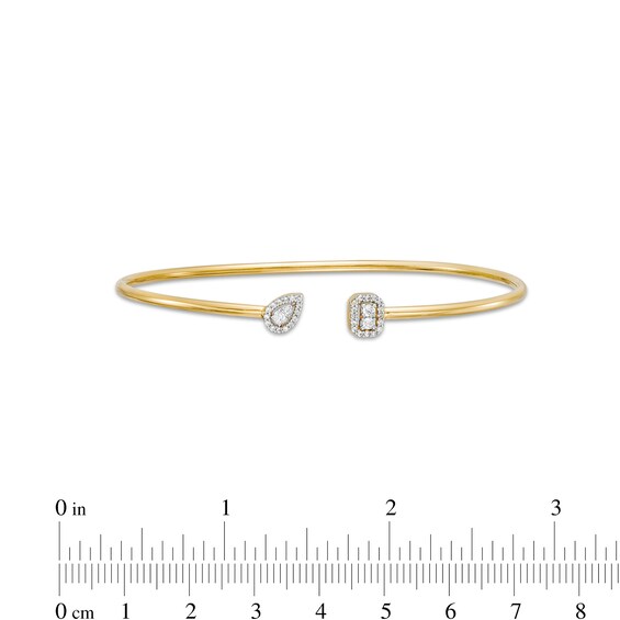 1/5 CT. T.w. Multi-Diamond Frame Geometric Bangle in 10K Gold