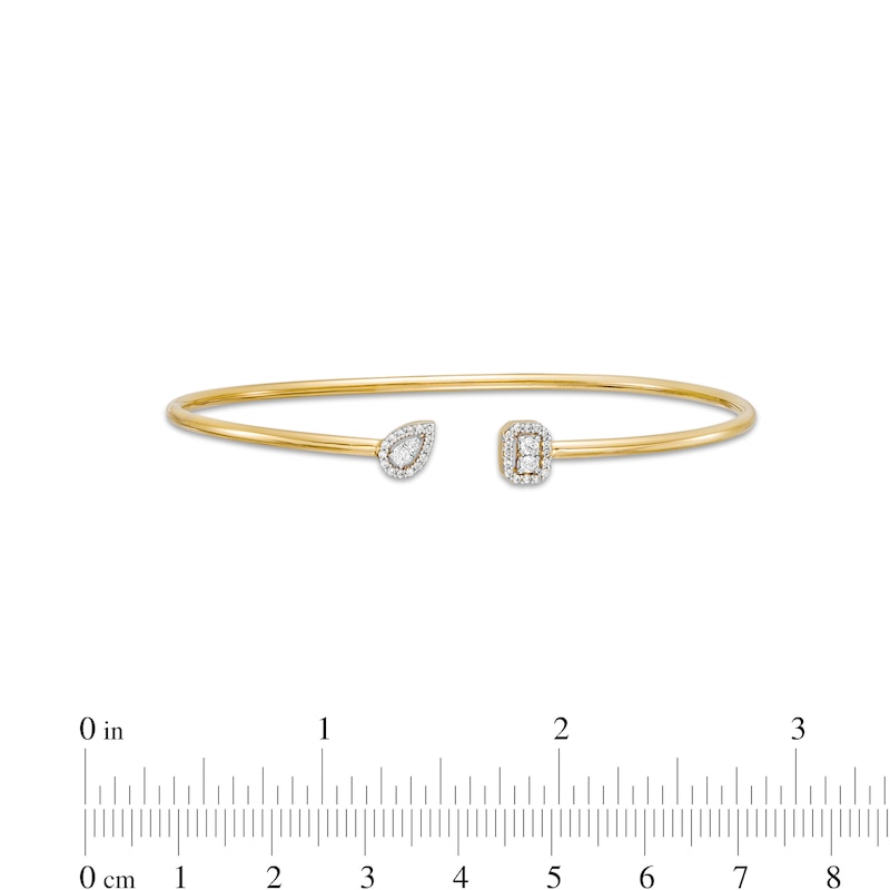 Main Image 2 of 1/5 CT. T.W. Multi-Diamond Frame Geometric Bangle in 10K Gold