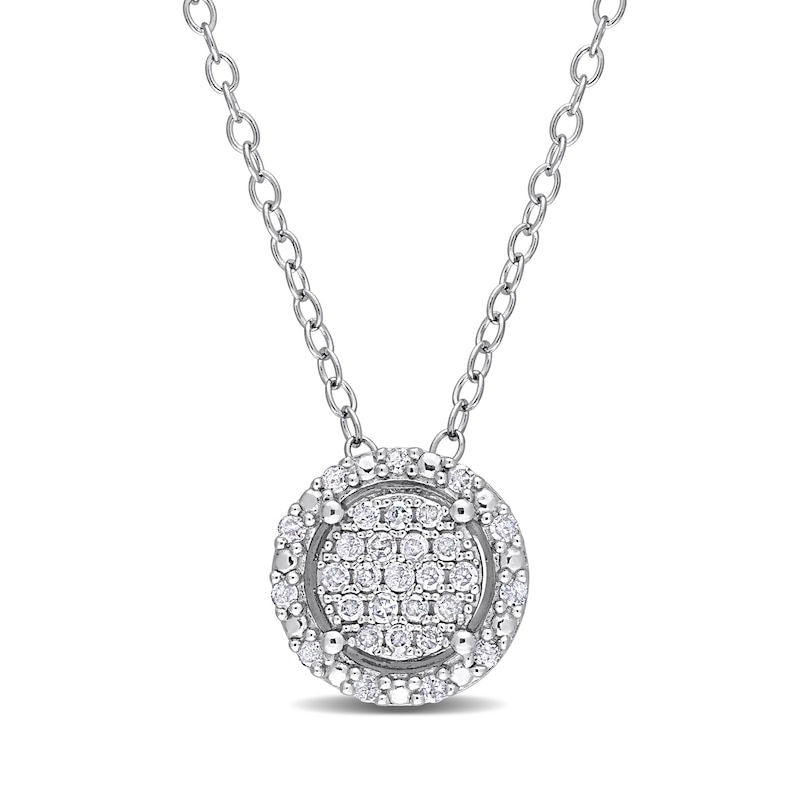 Main Image 1 of 1/6 CT. T.W. Multi-Diamond Frame Pendant in Sterling Silver 