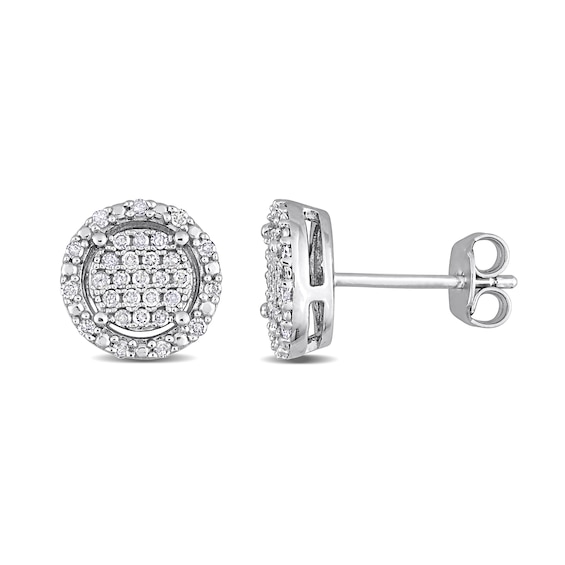 1/3 CT. T.w. Multi-Diamond Frame Stud Earrings in Sterling Silver