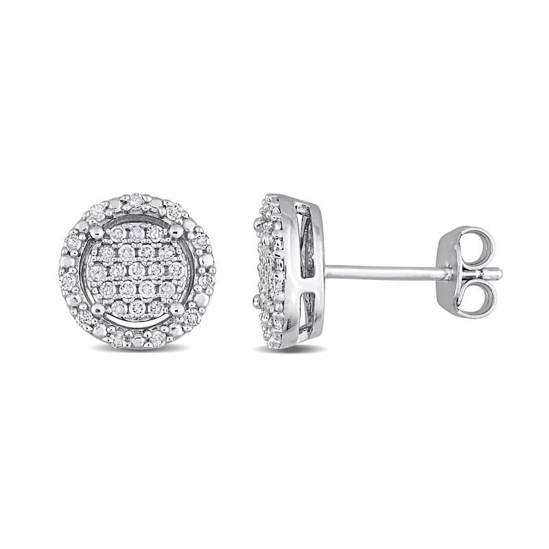 Main Image 1 of 1/3 CT. T.W. Multi-Diamond Frame Stud Earrings in Sterling Silver