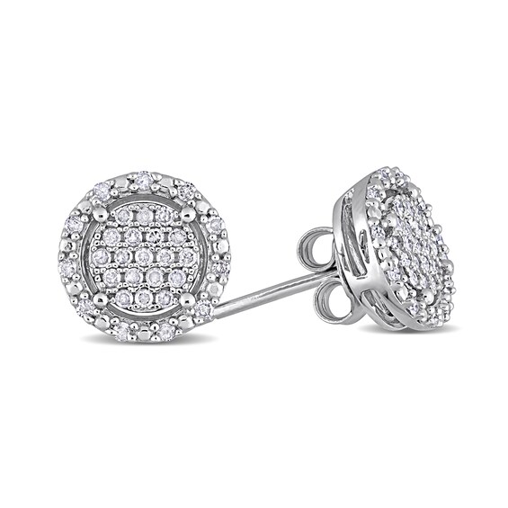 1/3 CT. T.w. Multi-Diamond Frame Stud Earrings in Sterling Silver