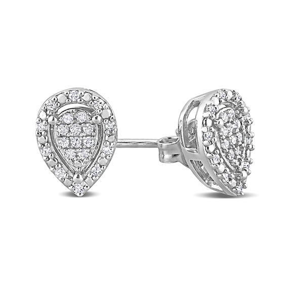 1/5 CT. T.w. Pear-Shaped Multi-Diamond Frame Stud Earrings in Sterling Silver