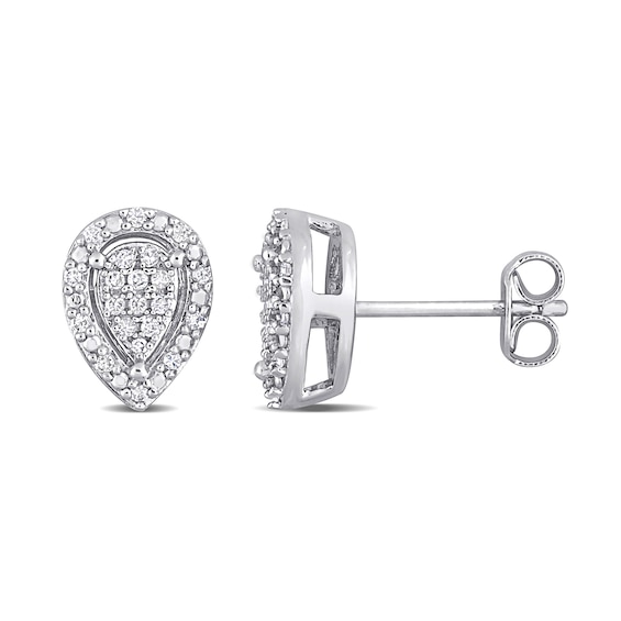1/5 CT. T.w. Pear-Shaped Multi-Diamond Frame Stud Earrings in Sterling Silver