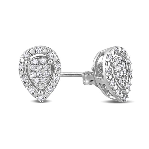 1/5 CT. T.w. Pear-Shaped Multi-Diamond Frame Stud Earrings in Sterling Silver