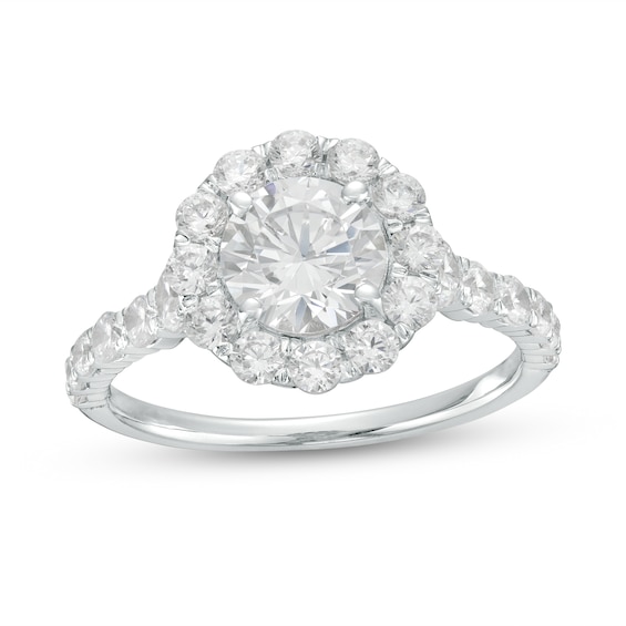 2-1/4 CT. T.w. Diamond Scallop Edge Frame Engagement Ring in 14K White Gold (I/I2)