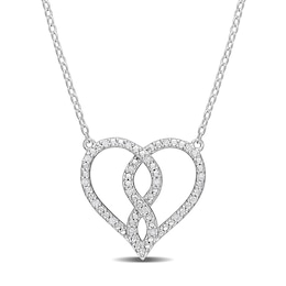 1/10 CT. T.W. Diamond Infinity Heart Necklace in Sterling Silver - 17"