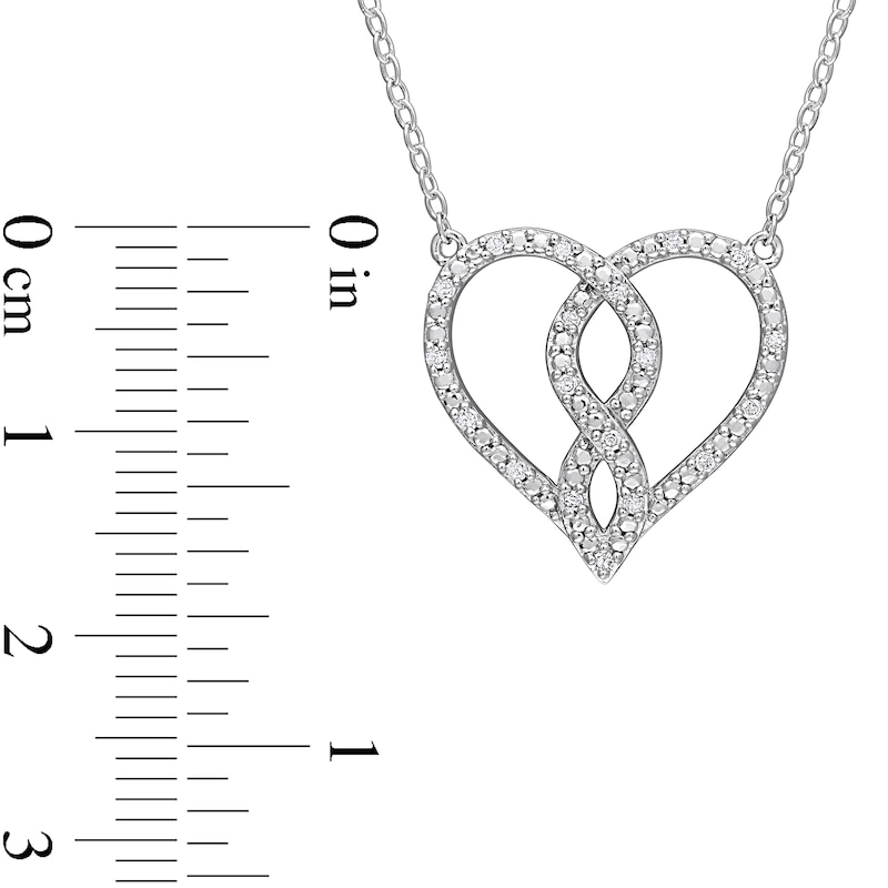 Main Image 3 of 1/10 CT. T.W. Diamond Infinity Heart Necklace in Sterling Silver - 17"