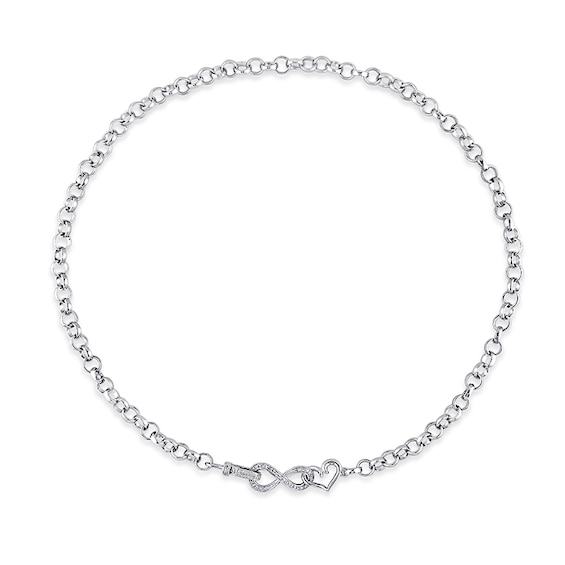 1/10 CT. T.w. Diamond Interlocking Heart and Infinity Necklace in Sterling Silver - 17"