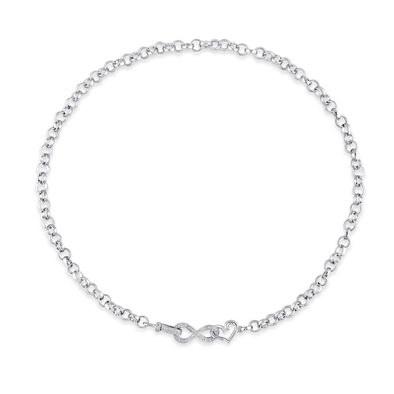1/10 CT. T.w. Diamond Interlocking Heart and Infinity Necklace in Sterling Silver - 17"
