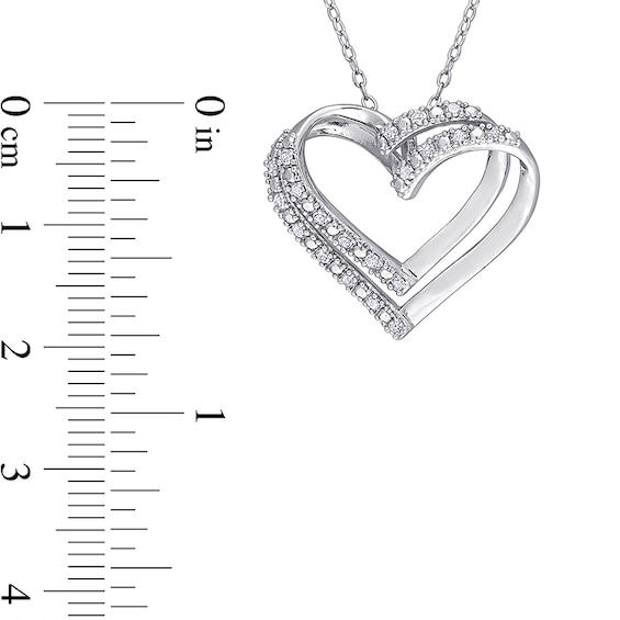 1/5 CT. T.w. Diamond Double Heart Pendant in Sterling Silver
