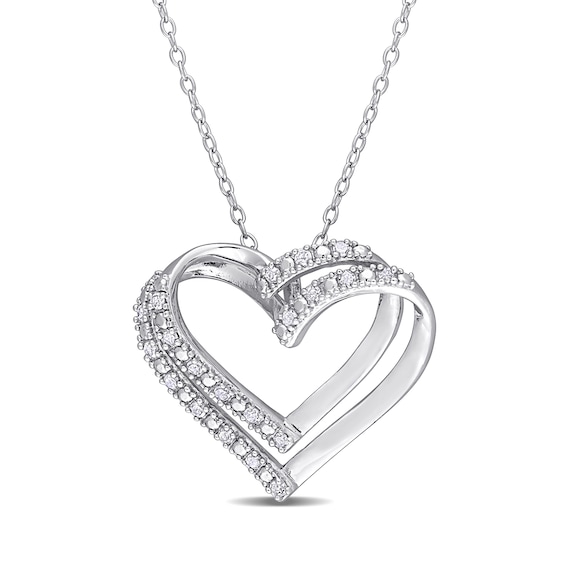 1/5 CT. T.w. Diamond Double Heart Pendant in Sterling Silver