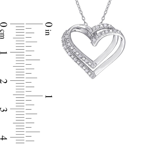 1/5 CT. T.w. Diamond Double Heart Pendant in Sterling Silver