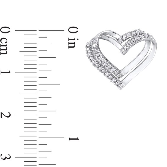 1/5 CT. T.w. Diamond Double Heart Stud Earrings in Sterling Silver