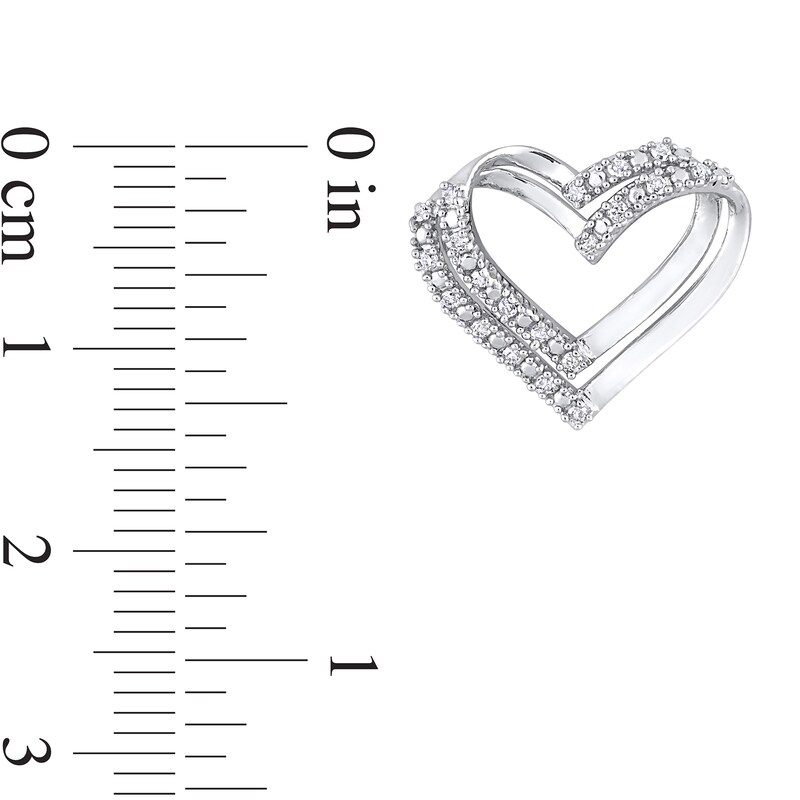 Main Image 3 of 1/5 CT. T.W. Diamond Double Heart Stud Earrings in Sterling Silver