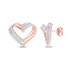 Thumbnail Image 1 of 1/5 CT. T.W. Diamond Double Open Heart Stud Earrings in Sterling Silver with Rose Rhodium