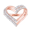 Thumbnail Image 4 of 1/5 CT. T.W. Diamond Double Row Heart Ring in Sterling Silver with Rose Rhodium